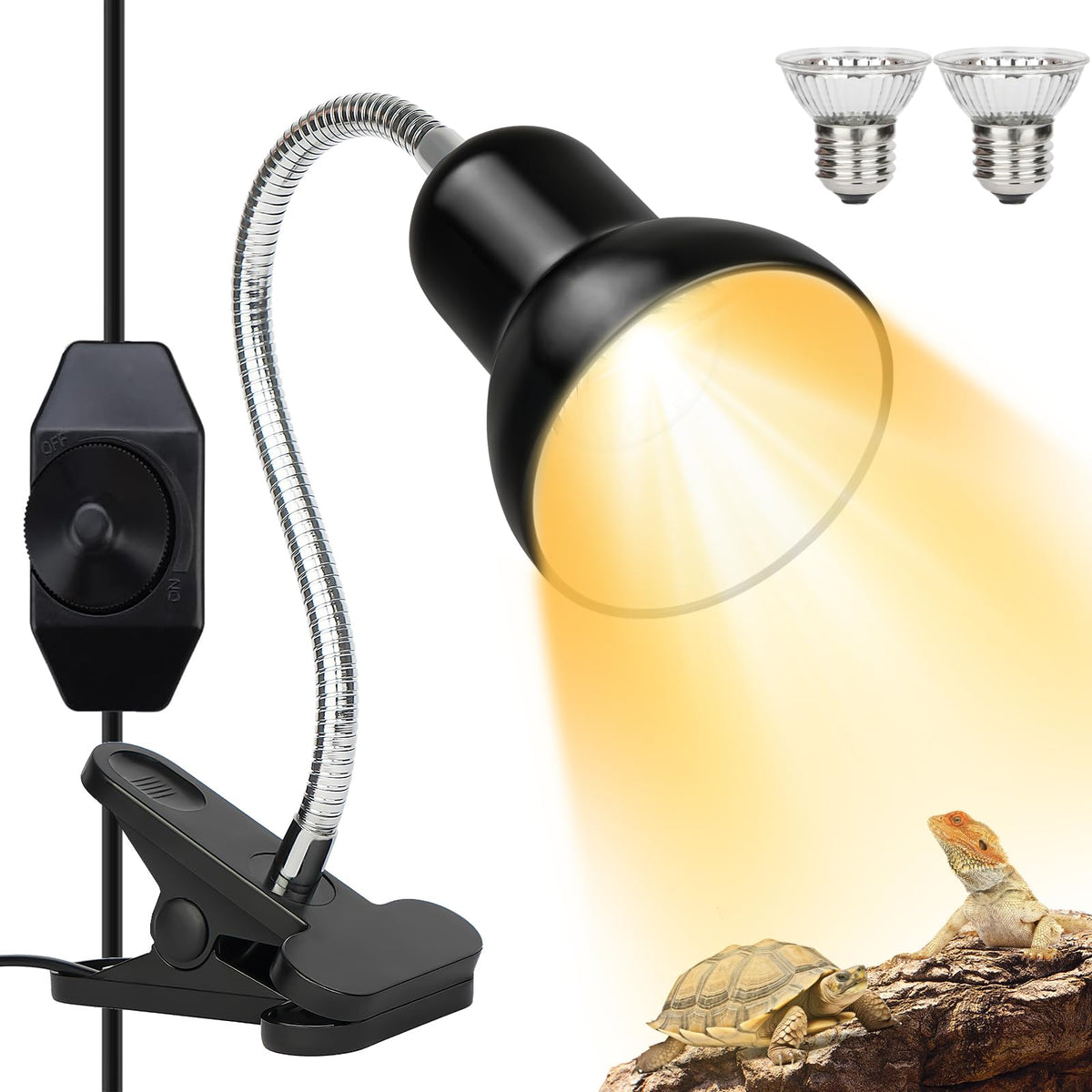 Reptile Heat Lamp UVA/UVB Light with 25W and 50W Bulbs N393