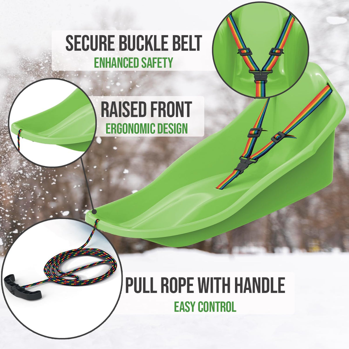 Snow Sled with Pull Rope and Safety Belt F13941