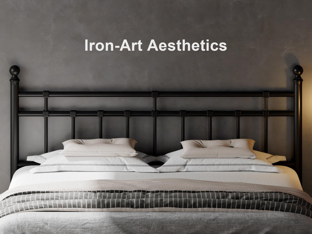 King Size Black Metal Platform Bed Frame with Headboard and Footboard O6912