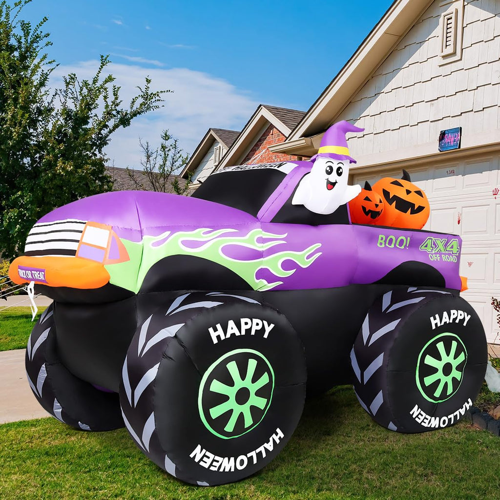 8 FT Halloween Inflatable Monster Truck with Built-in LEDs J882