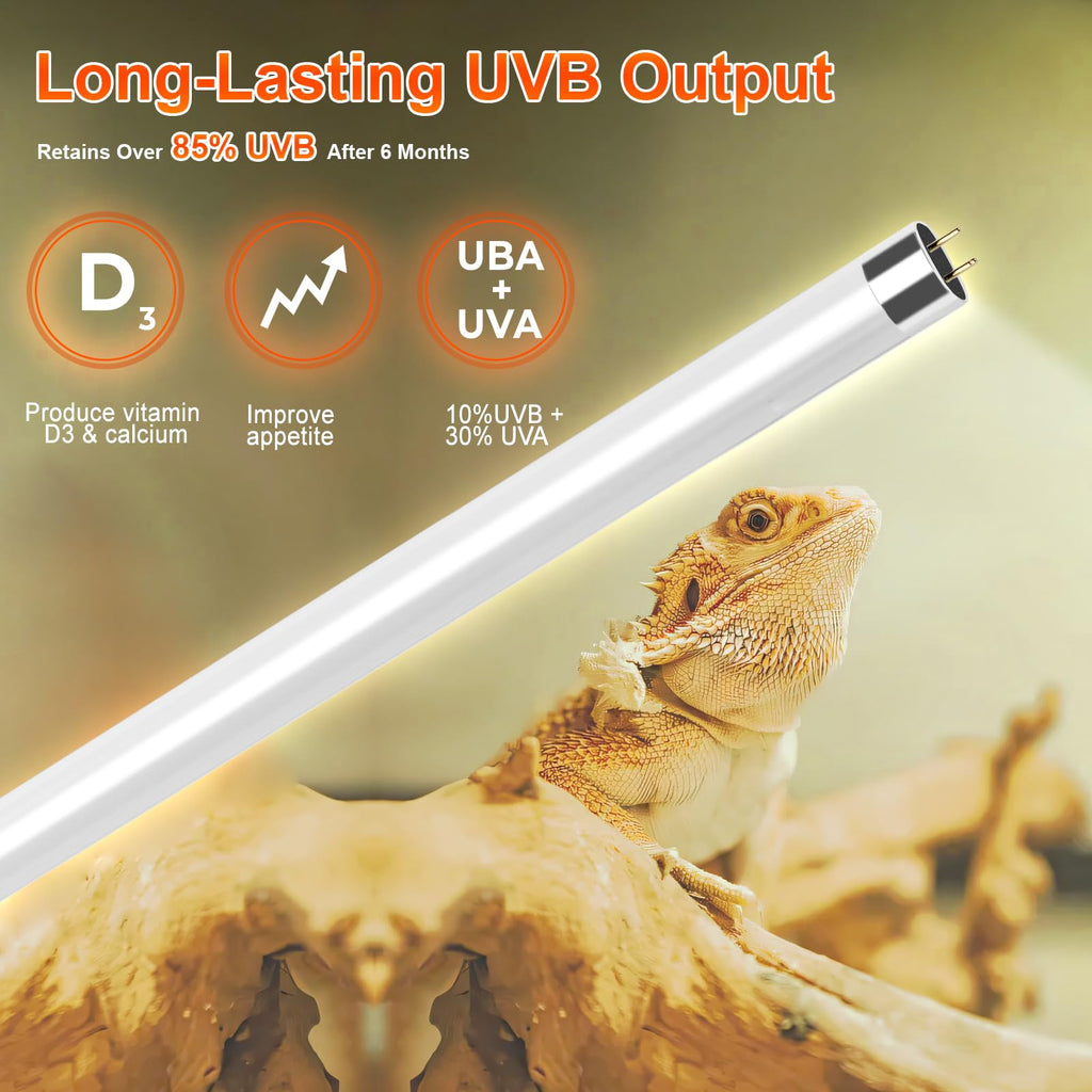 24W T5 UVB Reptile Light Fixture 22" with 2 Pack 24W UVB Bulbs N12040