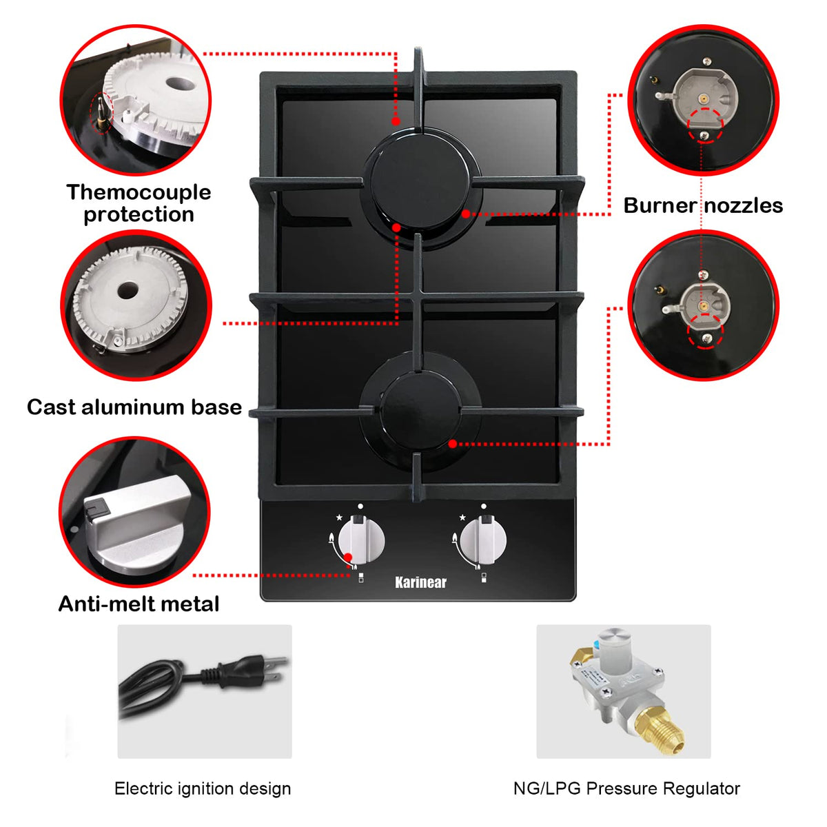 2 Burner Propane Gas Cooktop W374142