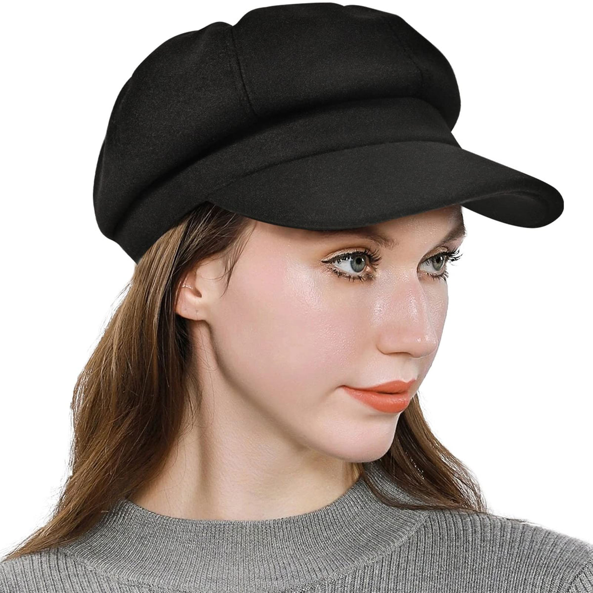 Wool Blend Newsboy Cap O2837