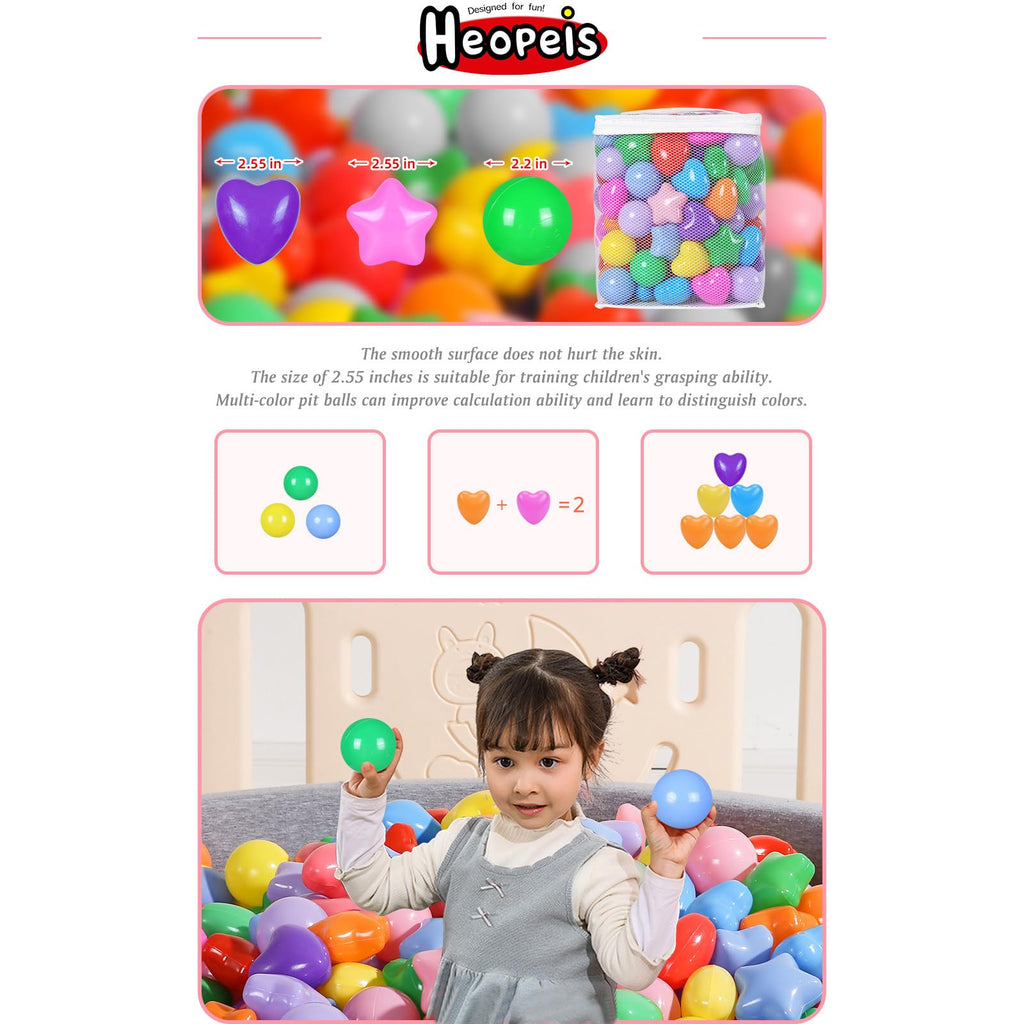 Pack of 100 200 500 BPA Free Non-Toxic Crush Proof Play Balls O485