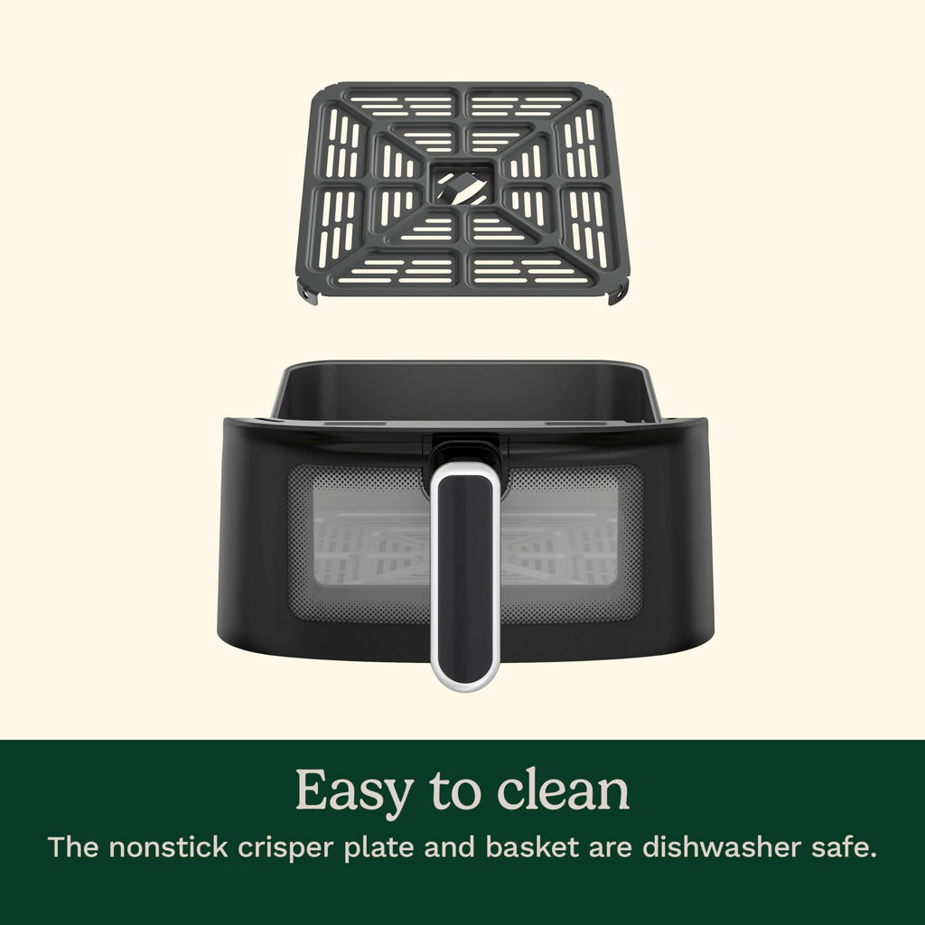 6-Quart Air Fryer with 5 Cooking Functions, Stainless Steel & Black T72029