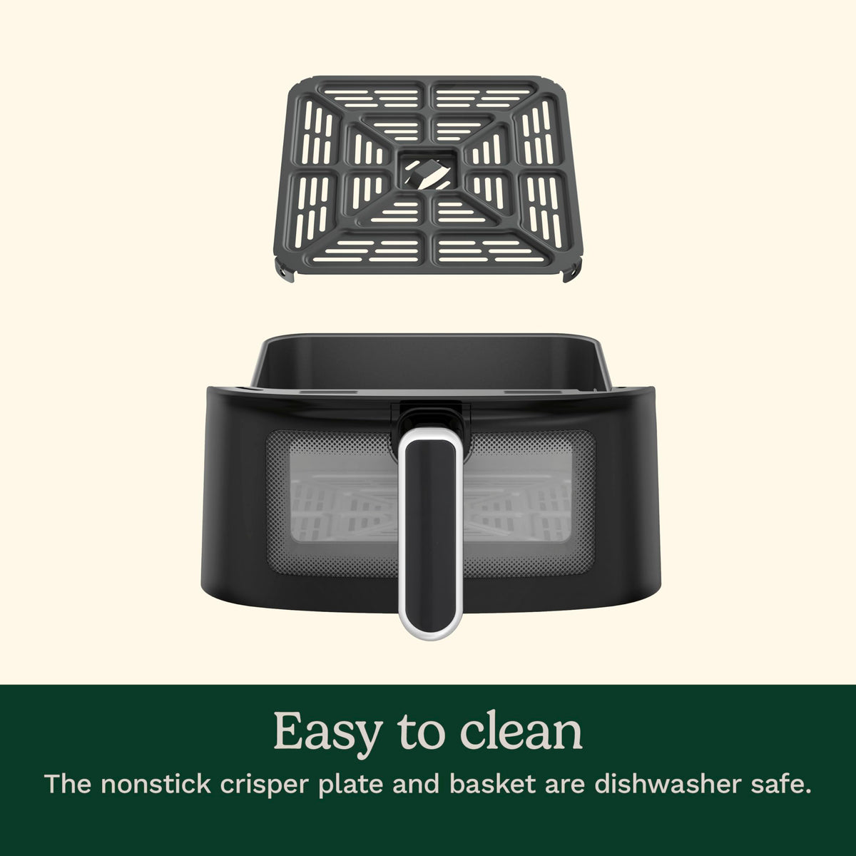 6-Quart Air Fryer with 5 Cooking Functions, Stainless Steel & Black T72029