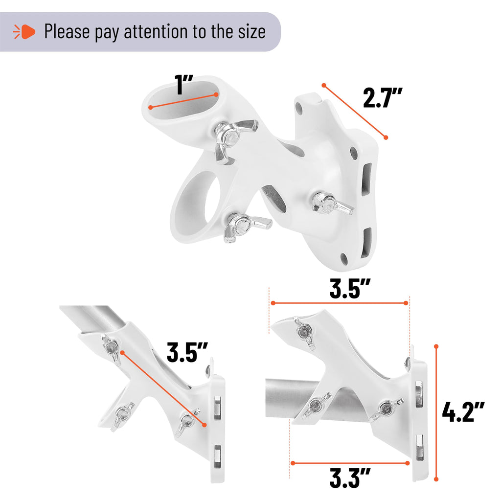 White Adjustable Flag Pole Holder 2 Pack D301