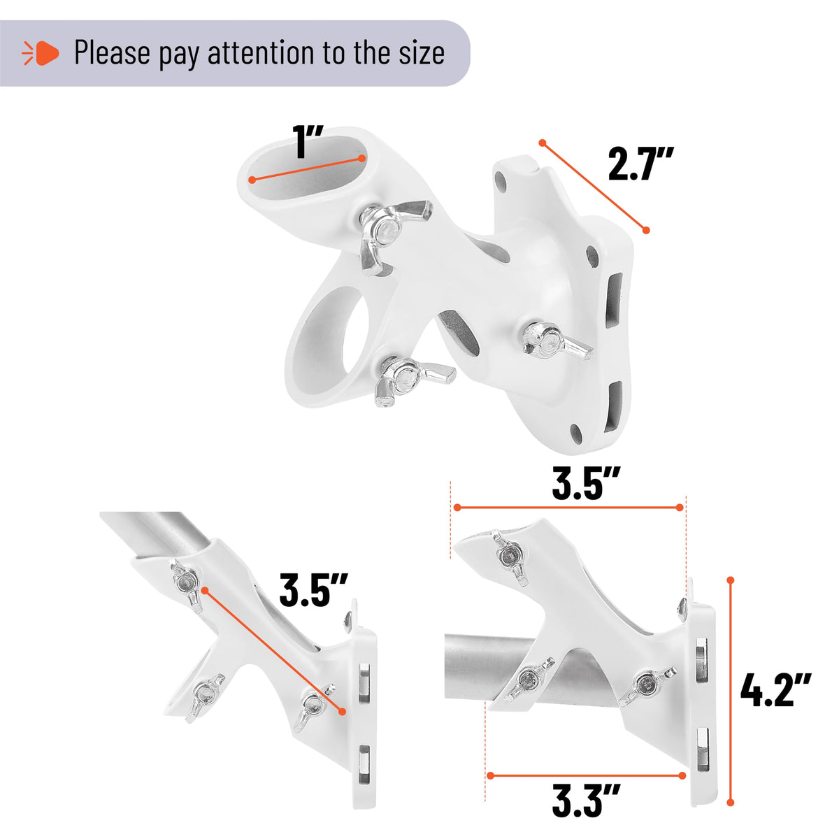 White Adjustable Flag Pole Holder 2 Pack D301