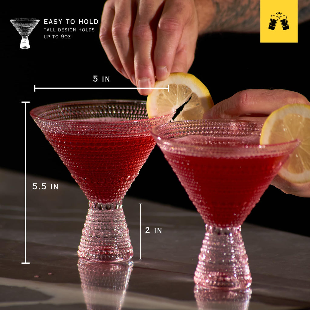 Pink & Clear 9oz Set of 6 Martini Glasses I45023