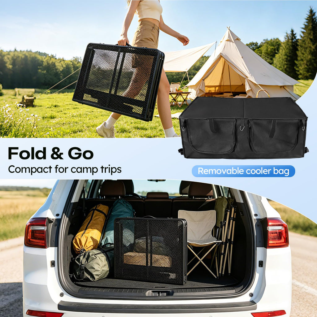 Folding Camping Table with Storage and Cooler Bag K6845