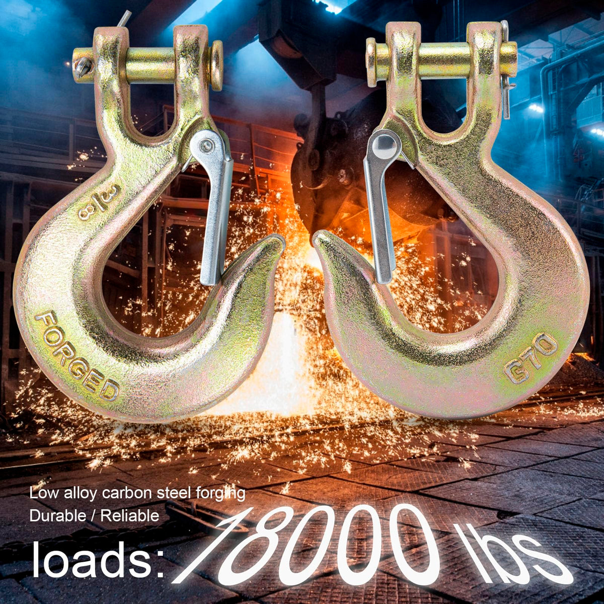 3/8 Chain Hooks with Safety Latch, 10 Pack A26501