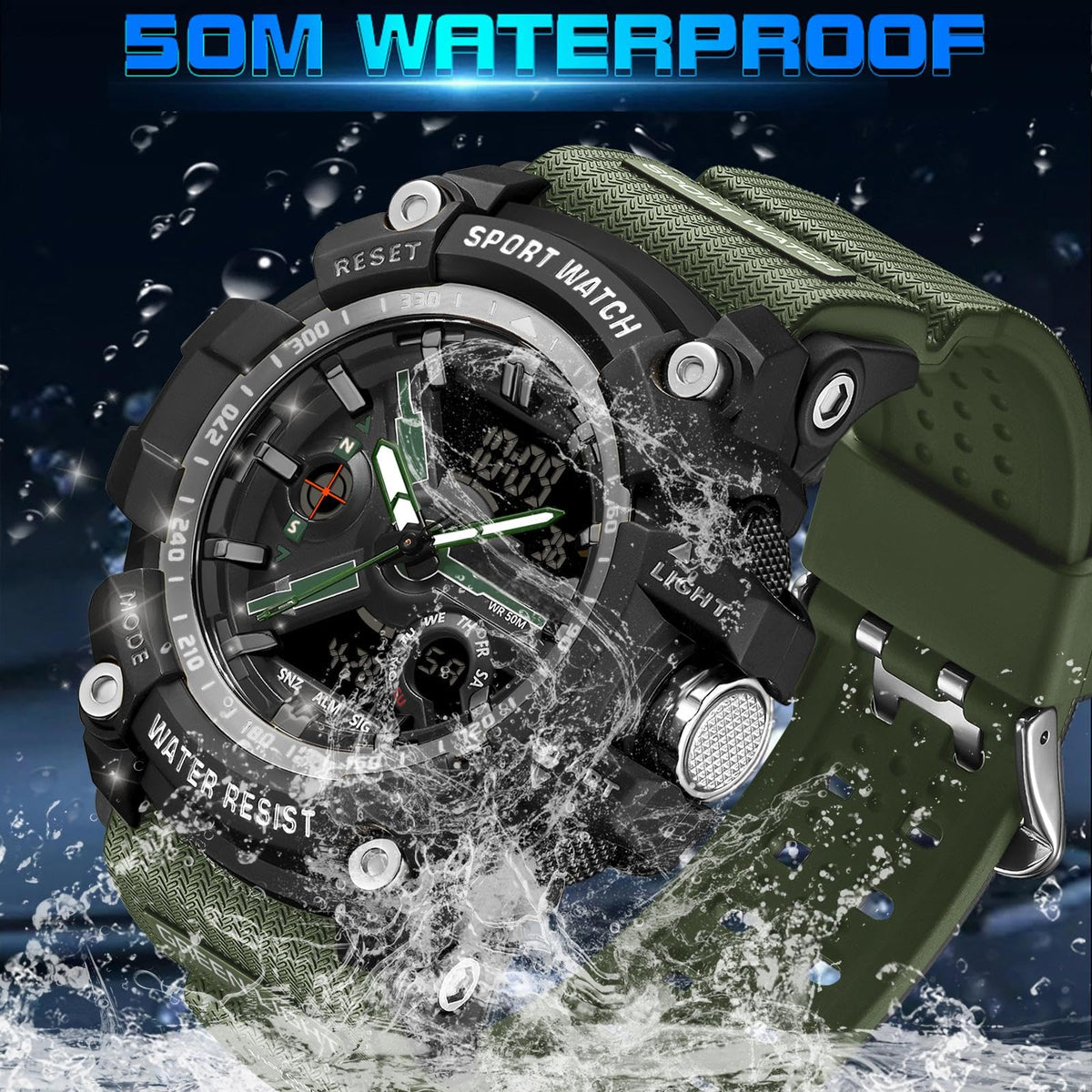 Waterproof Fluorescent Green Digital Watches D89365