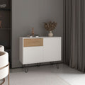 39" White Natural Oak Console Table with Storage T790402