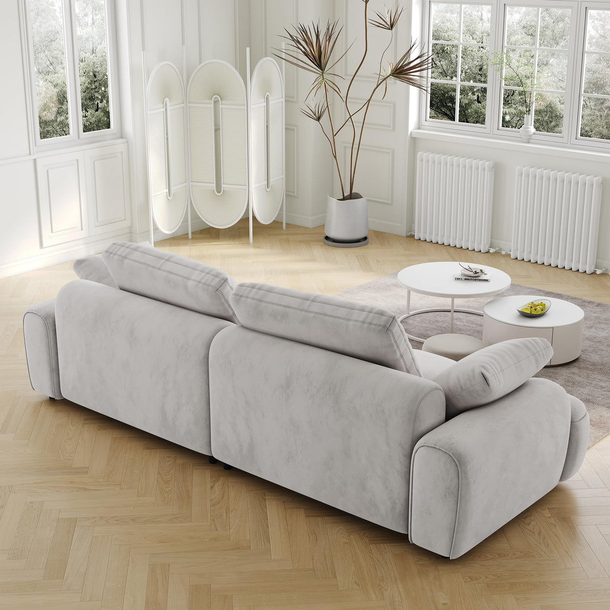 Light Gray Velvet Upholstered Sofa Bed N1815