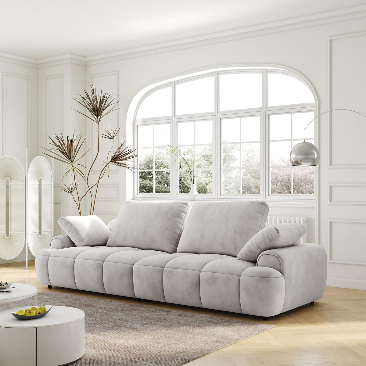 Light Gray Velvet Upholstered Sofa Bed N1815