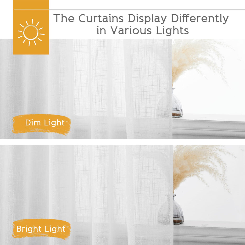 White Sheer Curtains 90 inches Long F4676