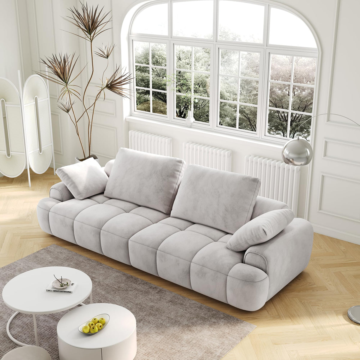 Light Gray Velvet Upholstered Sofa Bed N1815