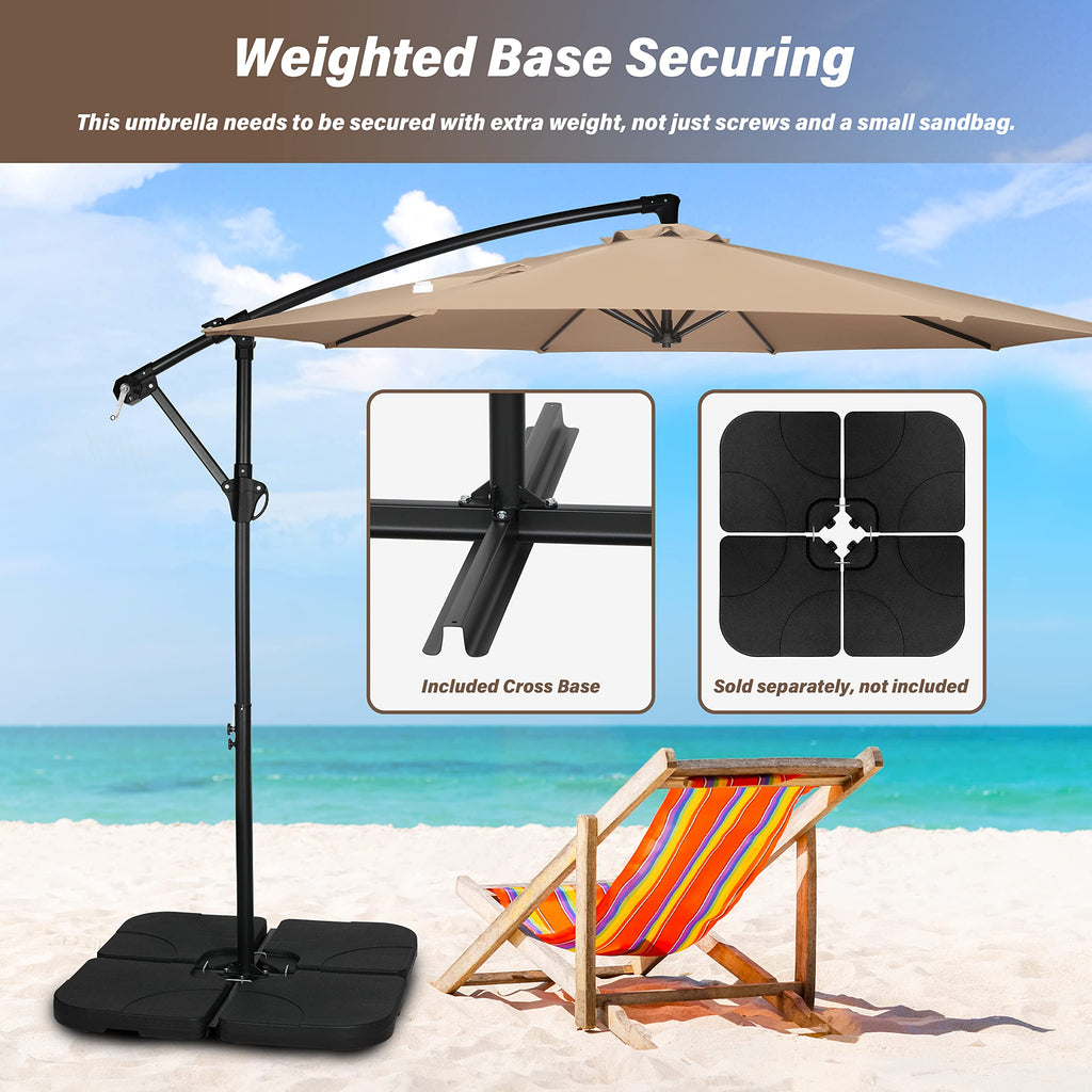 9.8ft Blue Offset Cantilever Patio Umbrella with Crank & Cross Base X38997
