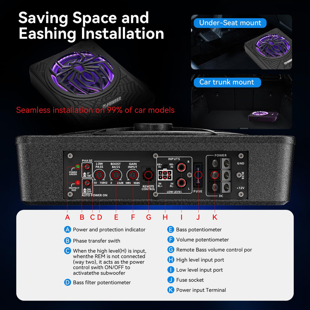 1200W Slim Underseat Subwoofer and Amp Package M932588