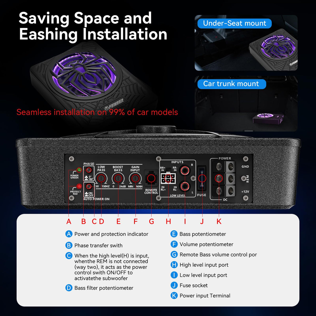 1200W Slim Underseat Subwoofer and Amp Package M932588