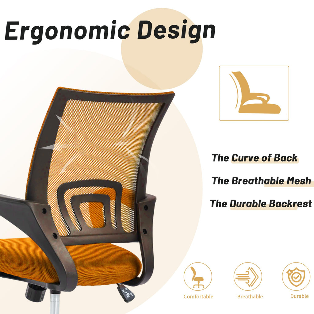 Orange Mesh Ergonomic Office Chair with Lumbar Support H797915
