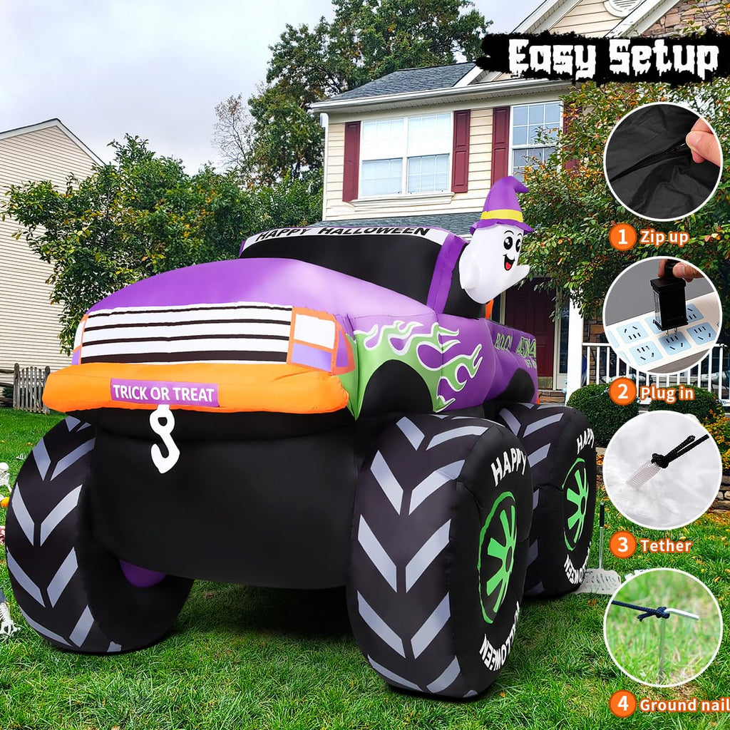 8 FT Halloween Inflatable Monster Truck with Built-in LEDs J882