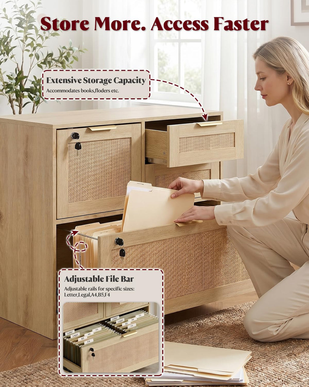 4 Drawer File Cabinet with Lock J74643