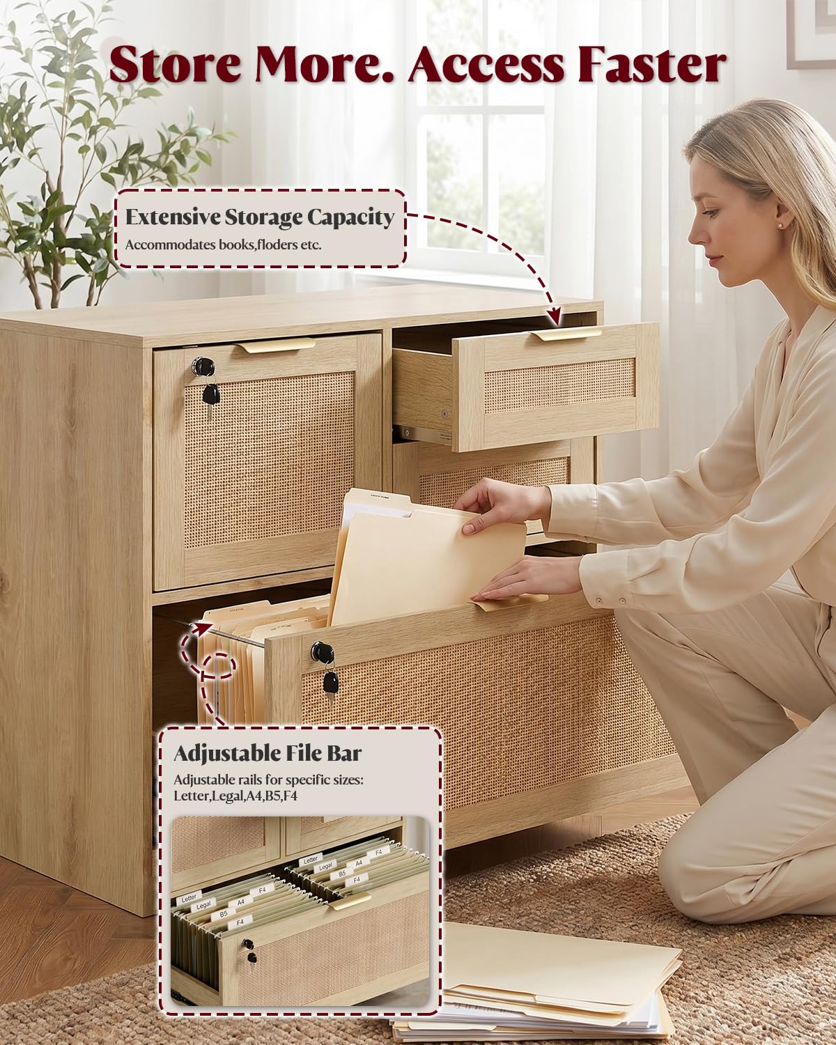 4 Drawer File Cabinet with Lock J74643