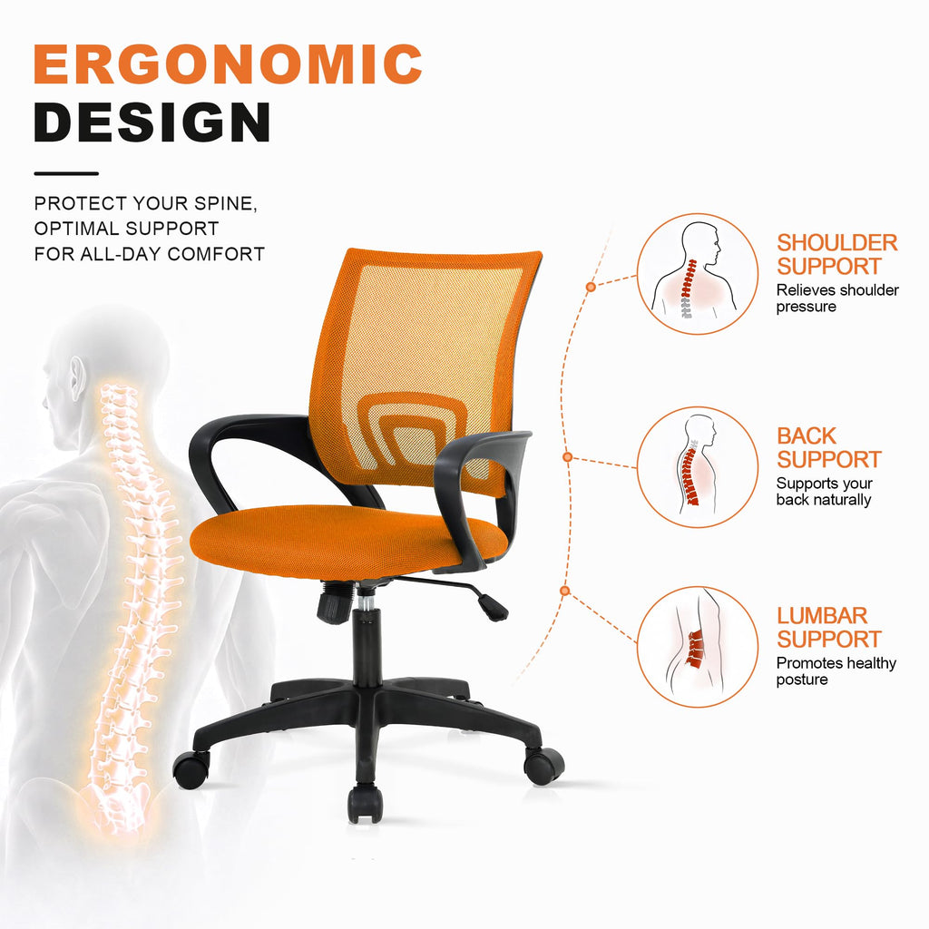 Orange Mesh Ergonomic Office Chair with Lumbar Support H797915