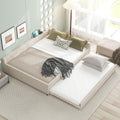 Queen Size Linen Fabric Upholstered Daybed with Trundle O276