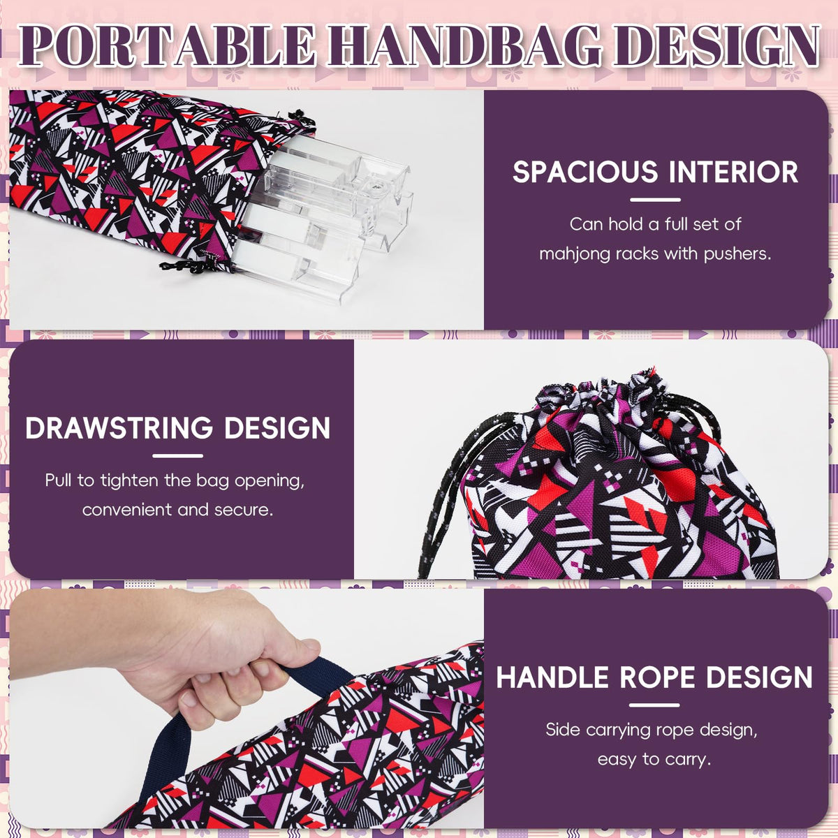 4 Pack Non-Slip Acrylic Mahjong Racks with Pushers I83023
