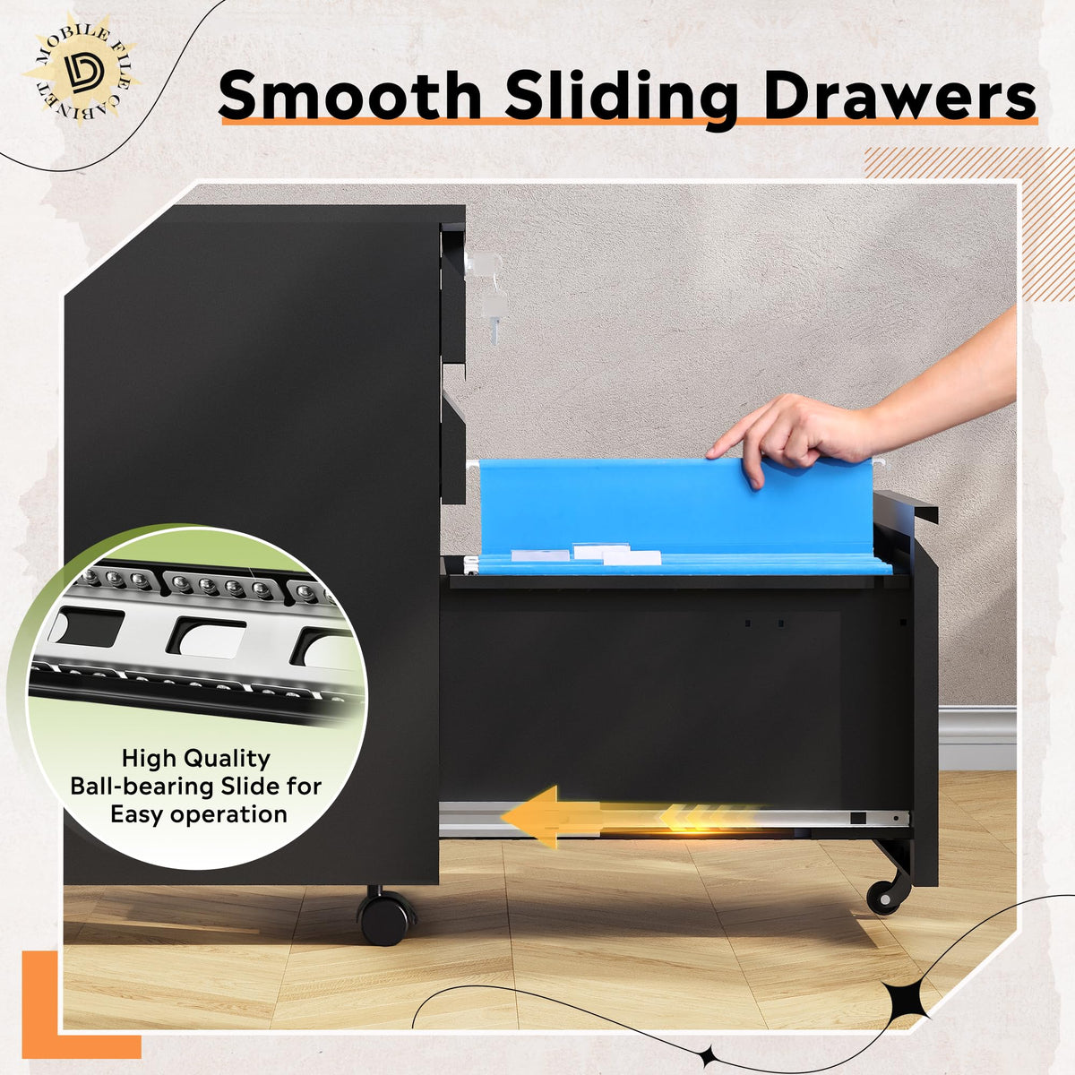 3 Drawer Mobile File Cabinet with Lock W14594