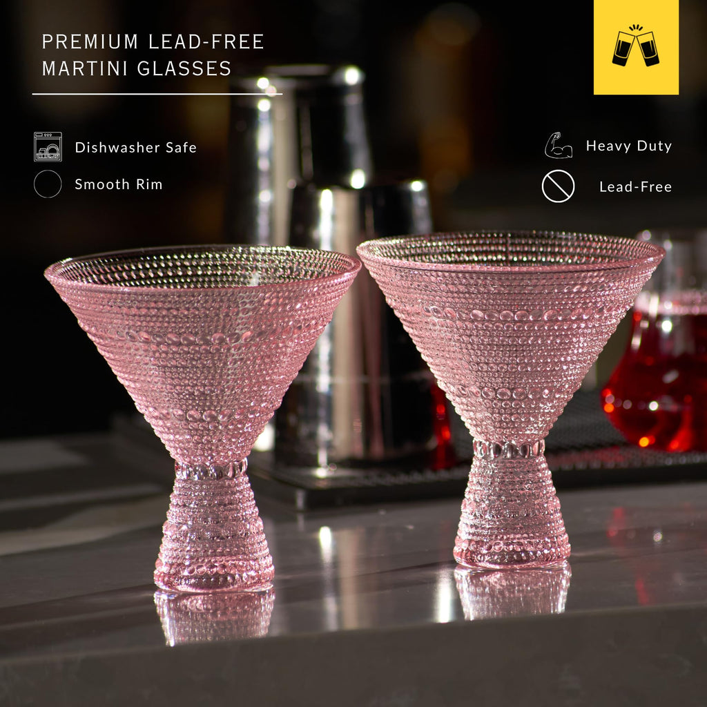 Pink & Clear 9oz Set of 6 Martini Glasses I45023