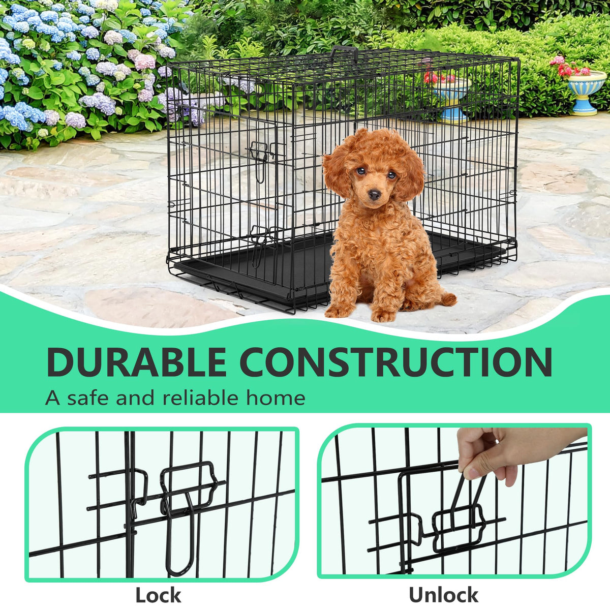 24 inch Folding Metal Wire Dog Crate with Double Door X721