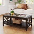 45.5"W Solid Wood Glass Coffee Table C8311