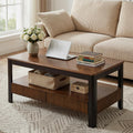 39.4" Walnut Solid Wood Fluted Coffee Table with 2 Drawers O104