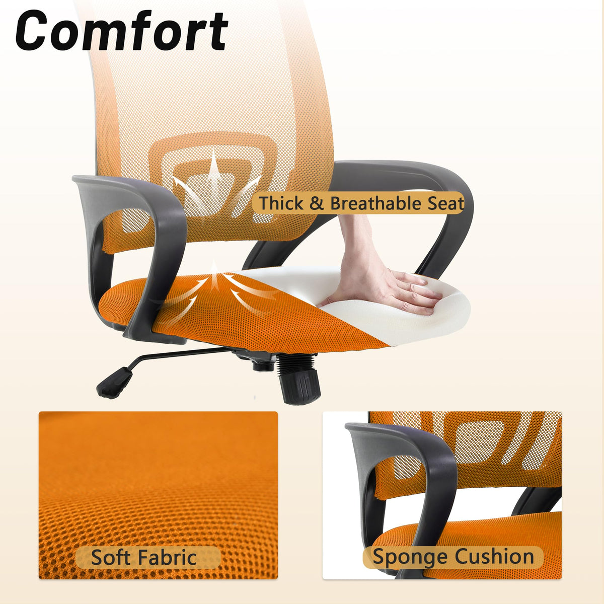 Orange Mesh Ergonomic Office Chair with Lumbar Support H797915