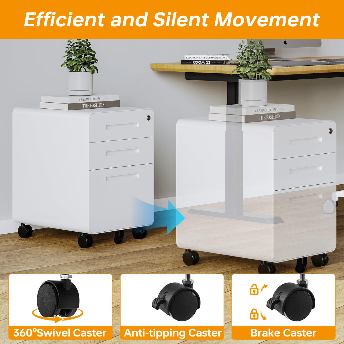 3 Drawer White Metal Filing Cabinet with Lock U467