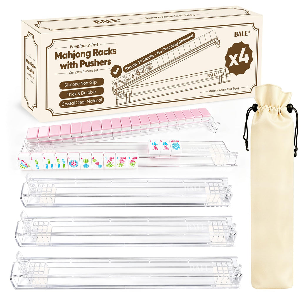 Acrylic Mahjong Racks with Pushers Set of 4 R221040