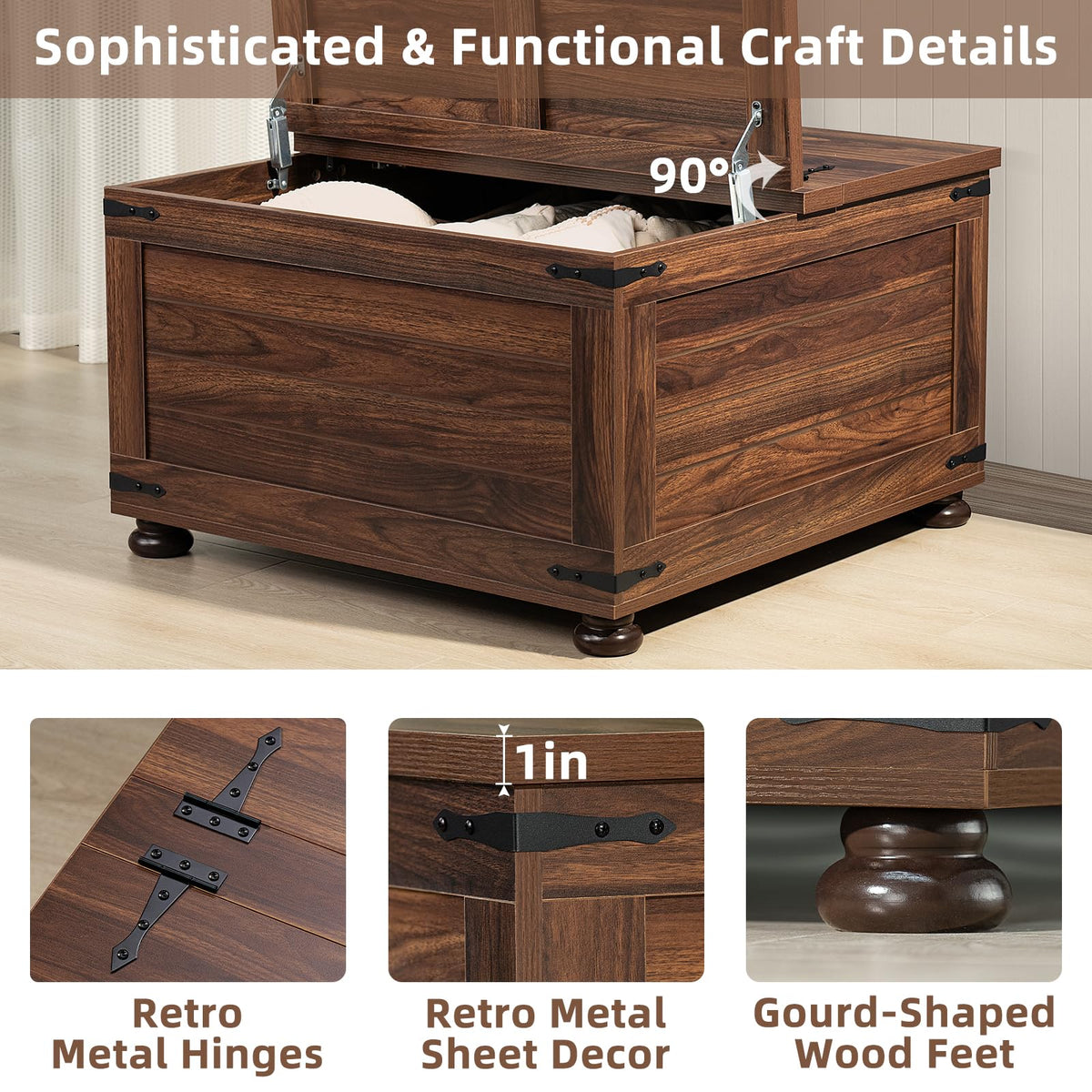 Brown Walnut Coffee Table with Hidden Storage C5398