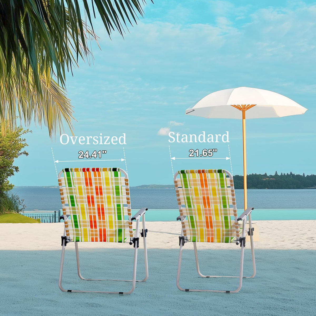 Oversize Webbed Folding Lawn Chair Set of 2 Yellow & Green S10632