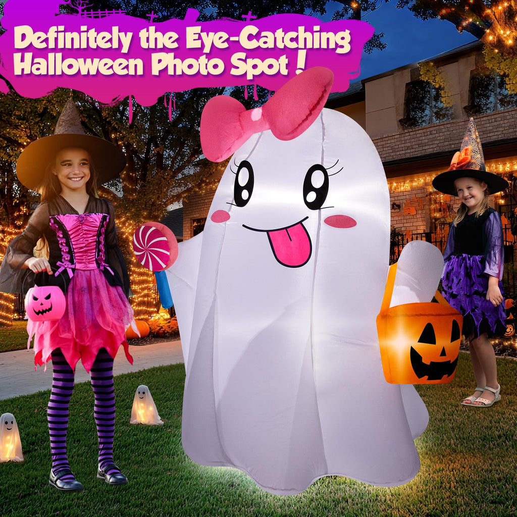 5FT Halloween Inflatables Ghost with Built-in LED Lights M144250