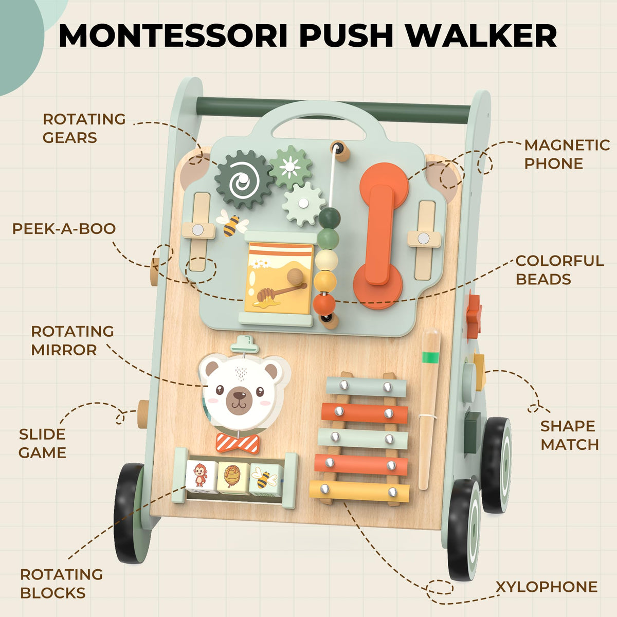 Wooden Sit-to-Stand Baby Walker I718