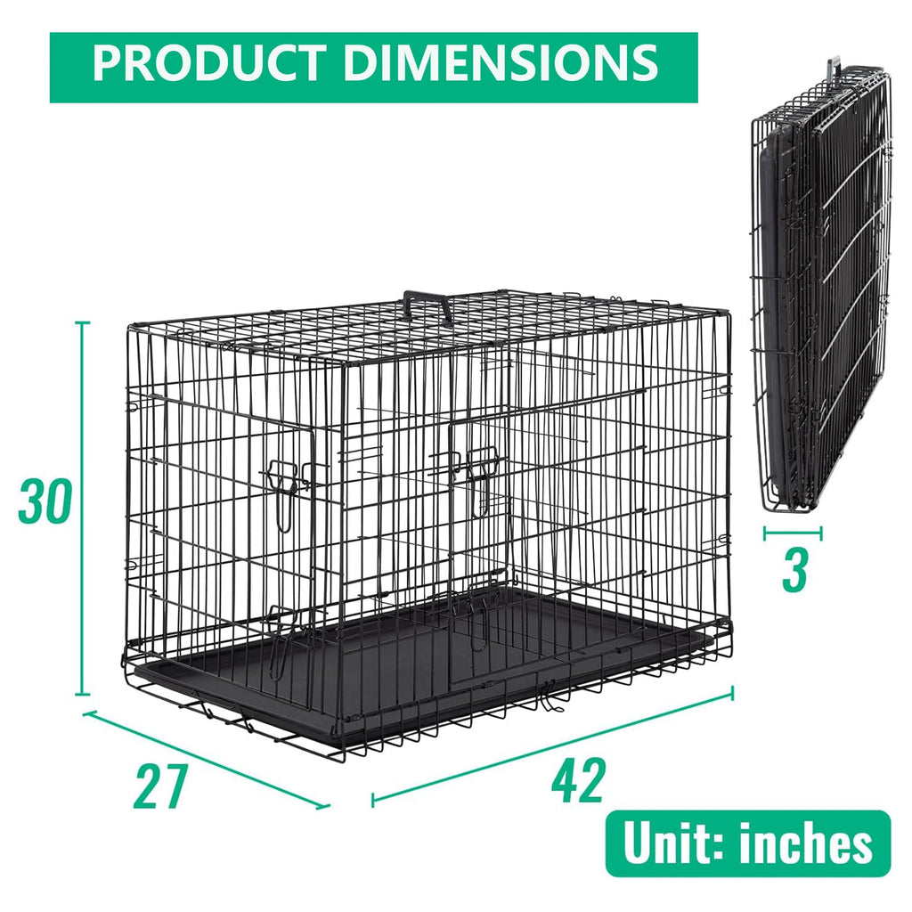 42 inch Folding Metal Wire Dog Crate with Double Door G3017