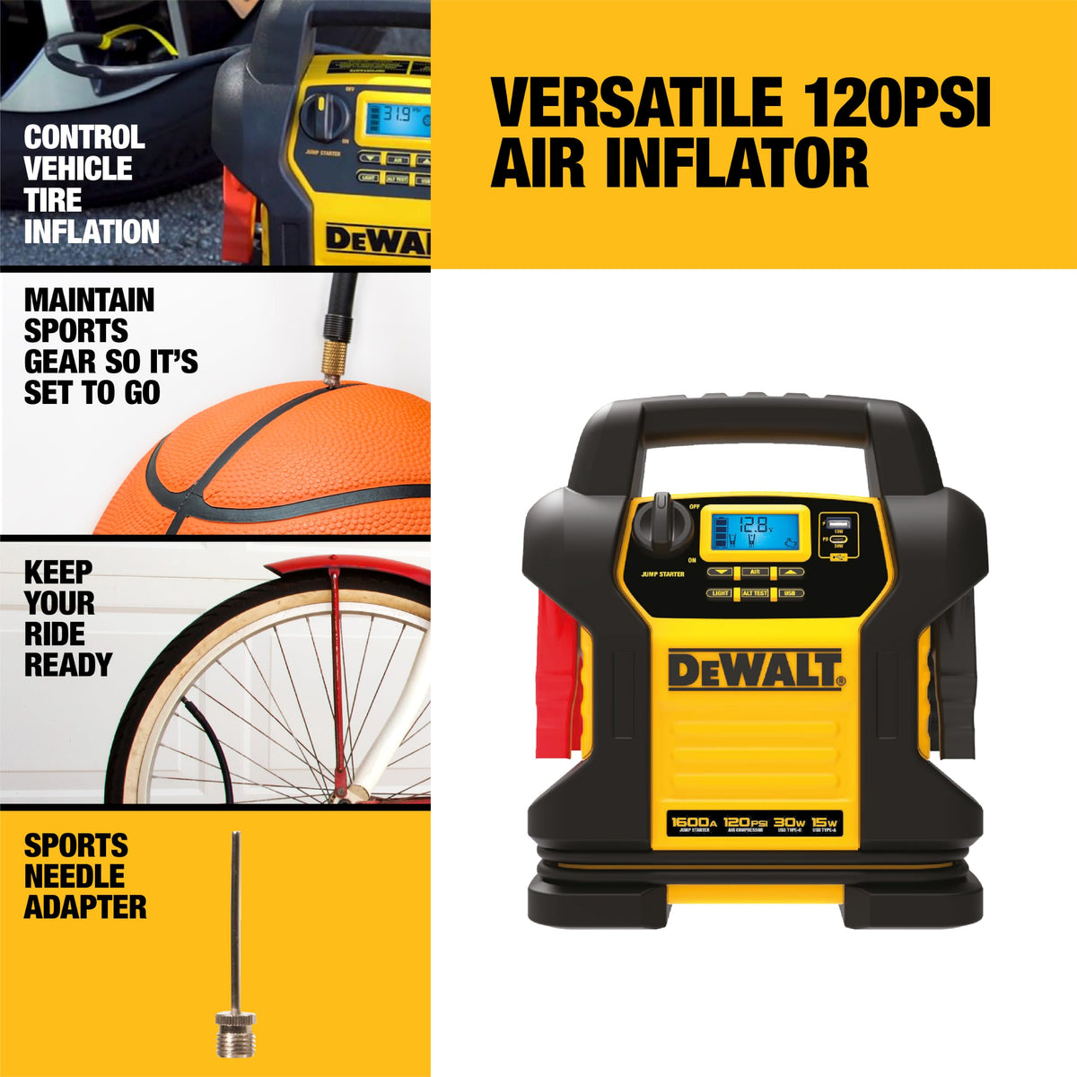 1600 Peak Amp Jump Starter with 120 PSI Air Inflator N6496