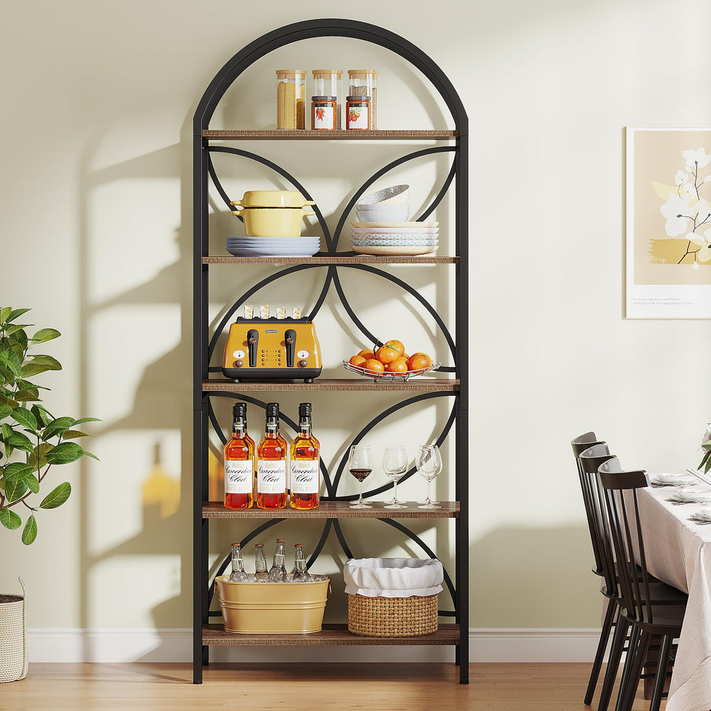 75 Inch Tall Arched 5-Tier Bookshelf U405100