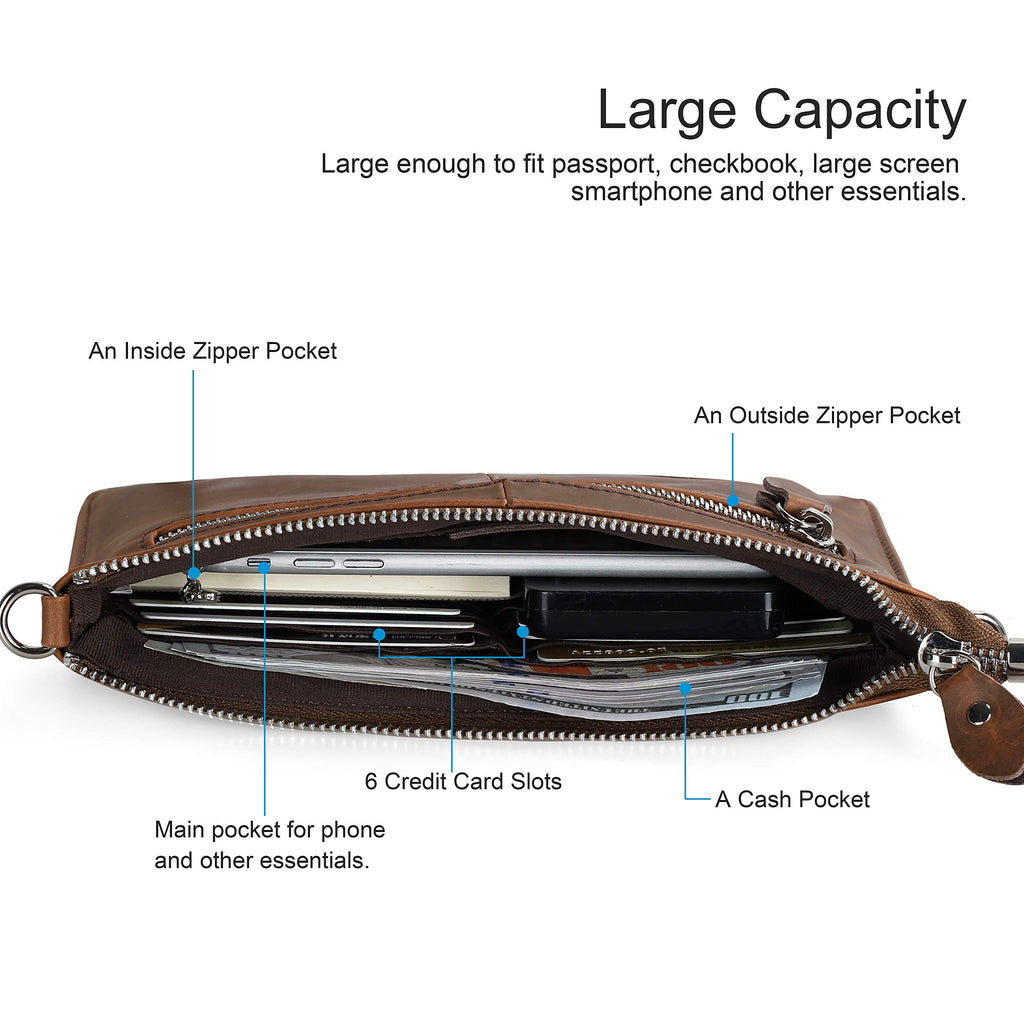Genuine Leather Small Crossbody Bags Wristlet Wallet Purses F4195
