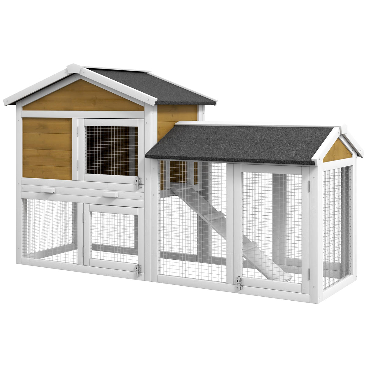 Outdoor Rabbit Hutch, 2-Tier with Ramp and Water-Resistant Roof S98080