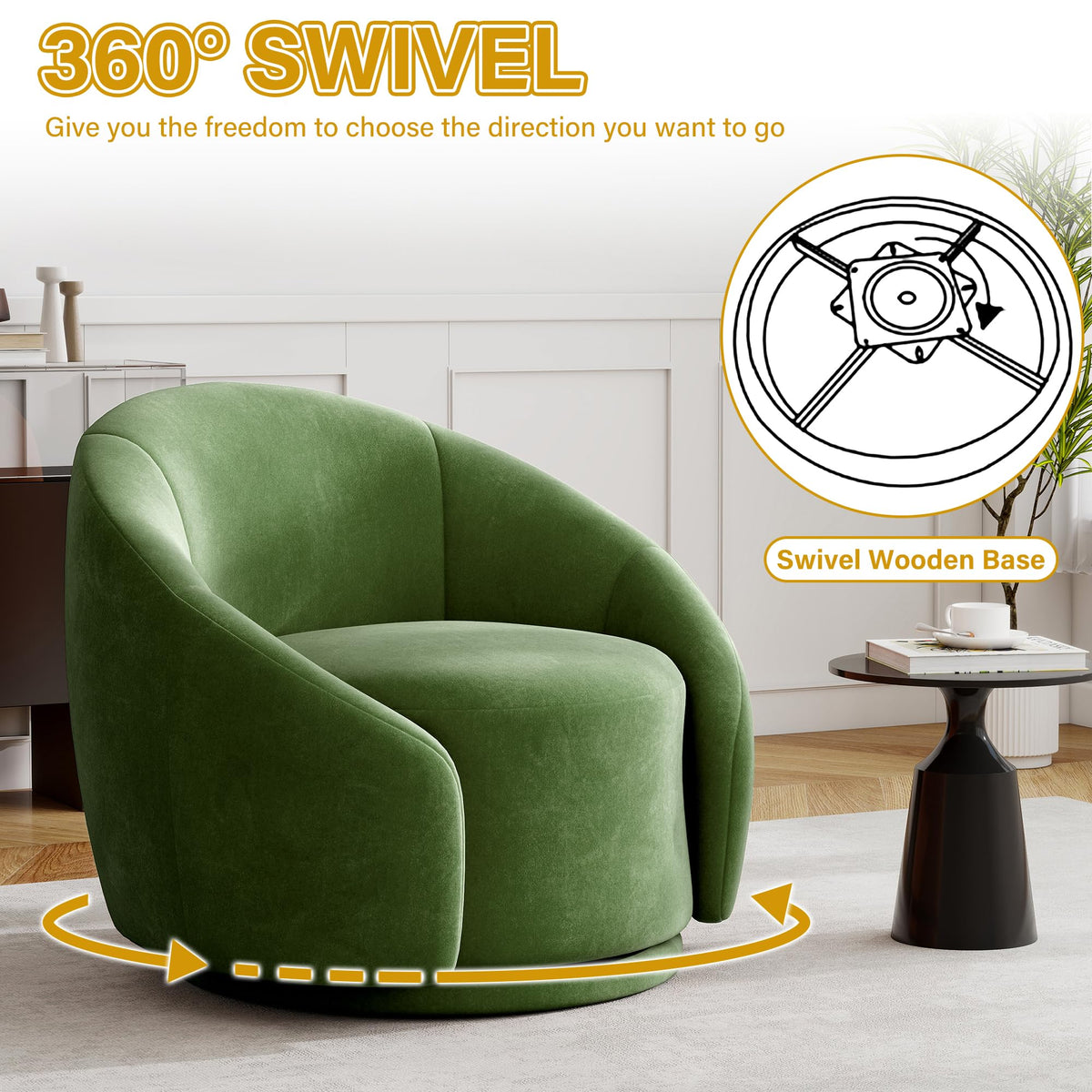 Green Velvet Swivel Barrel Chair Set of 2 B535996