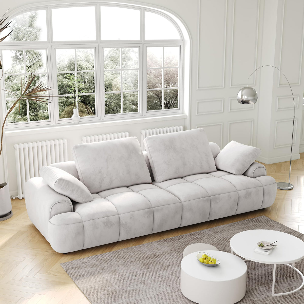 Light Gray Velvet Upholstered Sofa Bed N1815